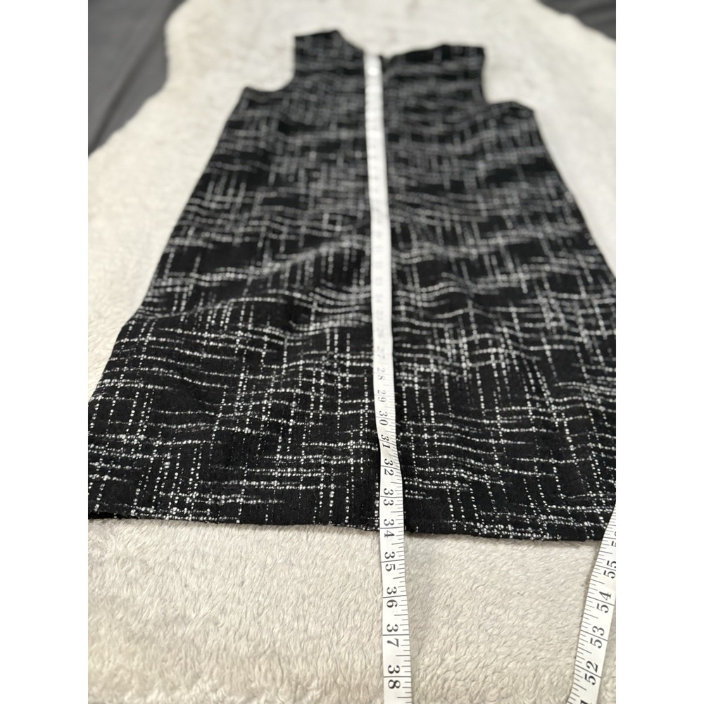 Gap Sleeveless Tweed Shift Dress Medium Split Neck Black Lined Pockets - Picture 7 of 10